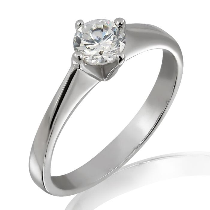 Knife Edge Scroll Four Prong Diamond Solitaire Ring
