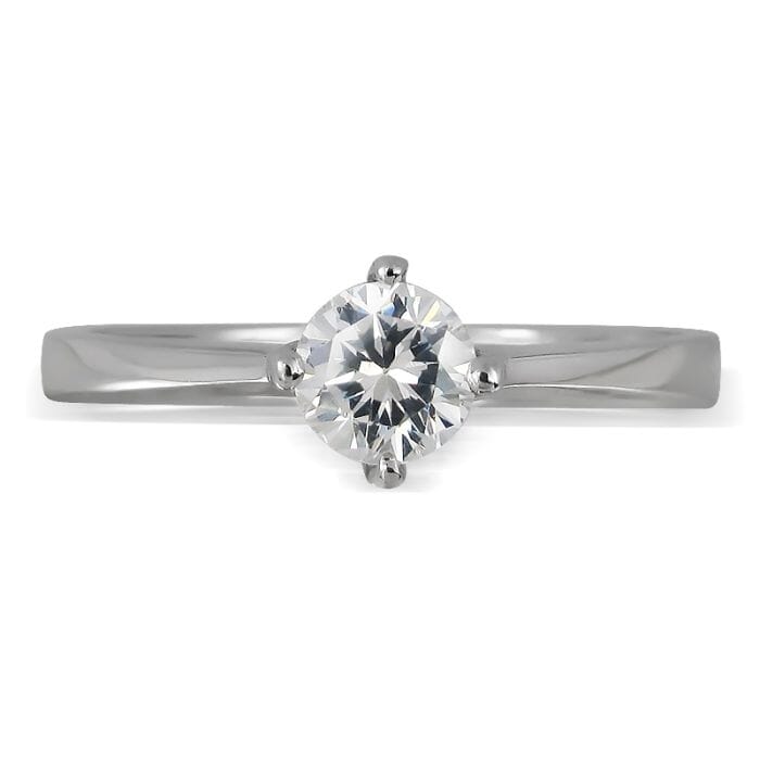 Knife Edge Scroll Four Prong Diamond Solitaire Ring - Image 2