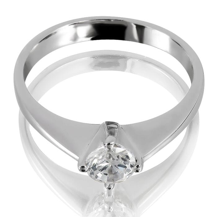 Knife Edge Scroll Four Prong Diamond Solitaire Ring - Image 3
