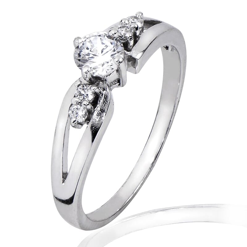 0.50 Carat D Color Engagement Ring with Side Diamonds with Certification