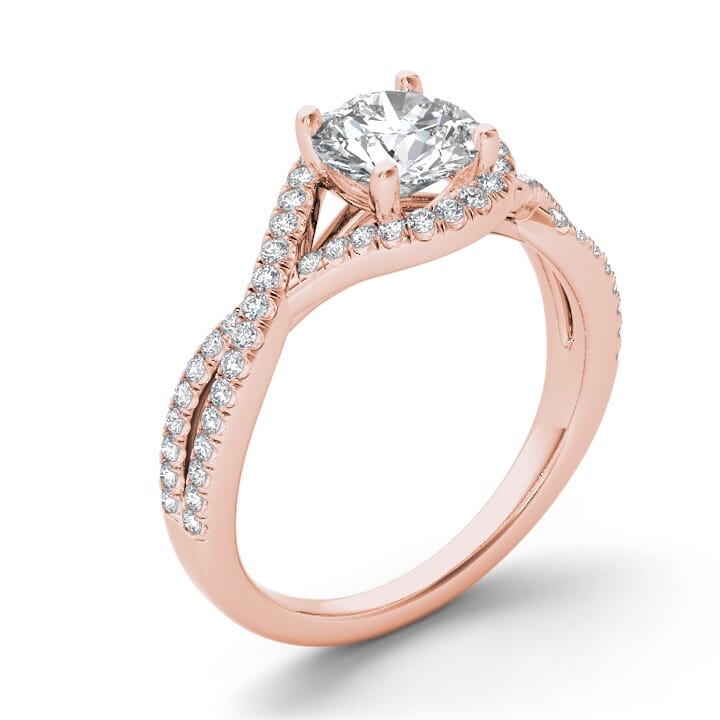 18KT Gold and 0.30 carat Halo Engagement Diamond Ring with Certificate