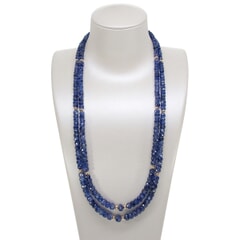 320.38 Ctw Natural Ceylon Blue Sapphire Necklace 17-18 inches with 14KT Gold Clasp