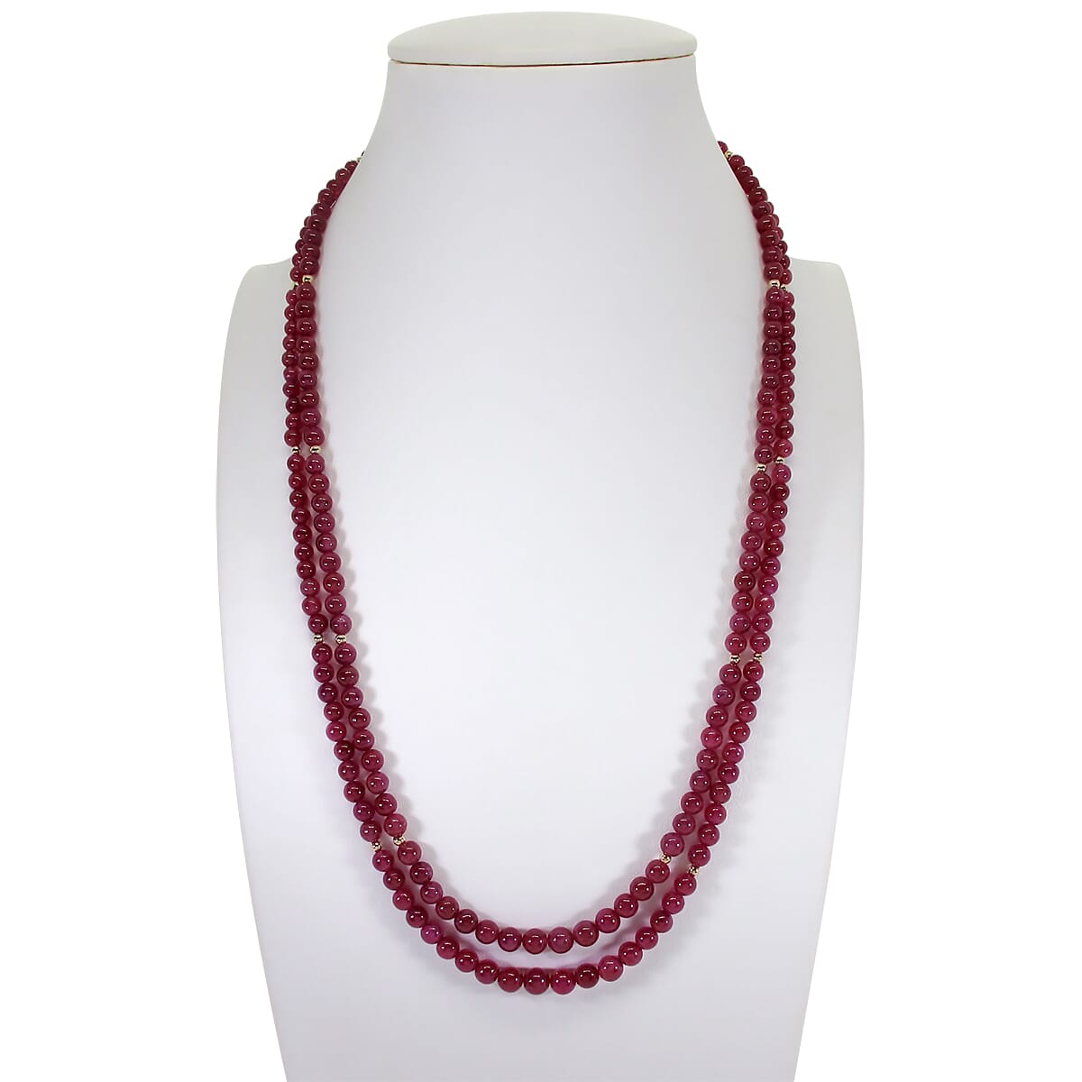 384.68 Ctw Natural Myanmar Ruby Necklace 26-27 inches with 14KT Gold Clasp