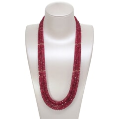 351.50 Ctw Natural Myanmar Ruby Necklace 18-19.5 inches with 14KT Gold Clasp