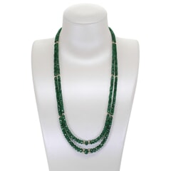 91.91 Ctw Natural Emerald Necklace 18-19 inches with 14KT Gold Clasp
