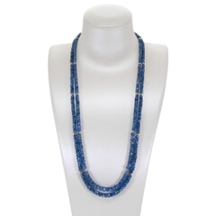 192.65 Ctw Natural Ceylon Blue Sapphire Necklace 20-21 inches with 14KT Gold Clasp