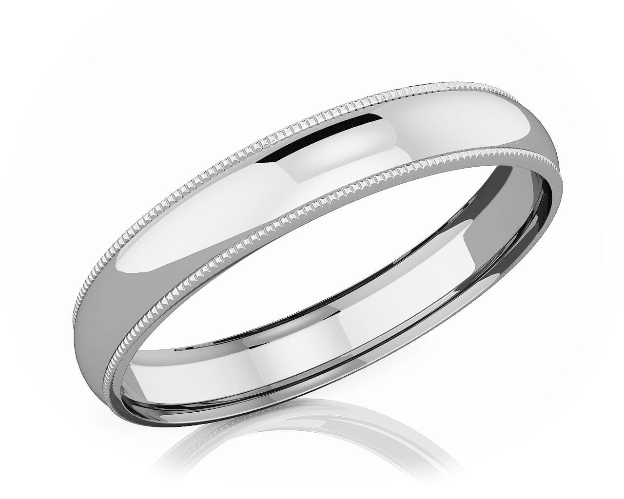 4 mm Milgrain Domed Romantic Classic Platinum Wedding Band