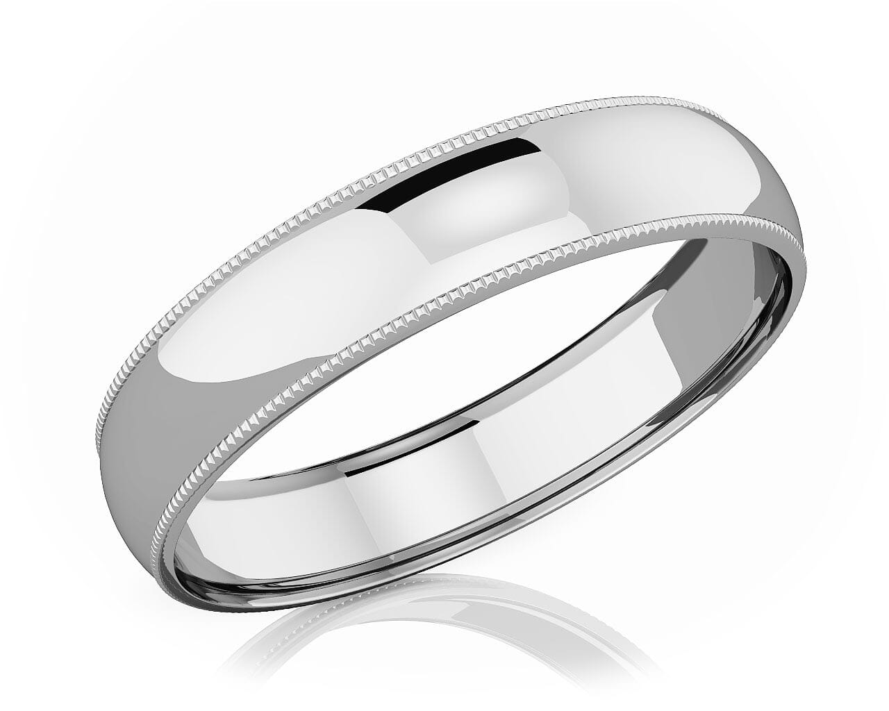 5 mm Milgrain Domed Romantic Classic Platinum Wedding Band