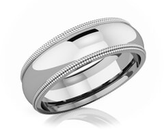 6 mm Milgrain Domed Romantic Classic Platinum Wedding Band