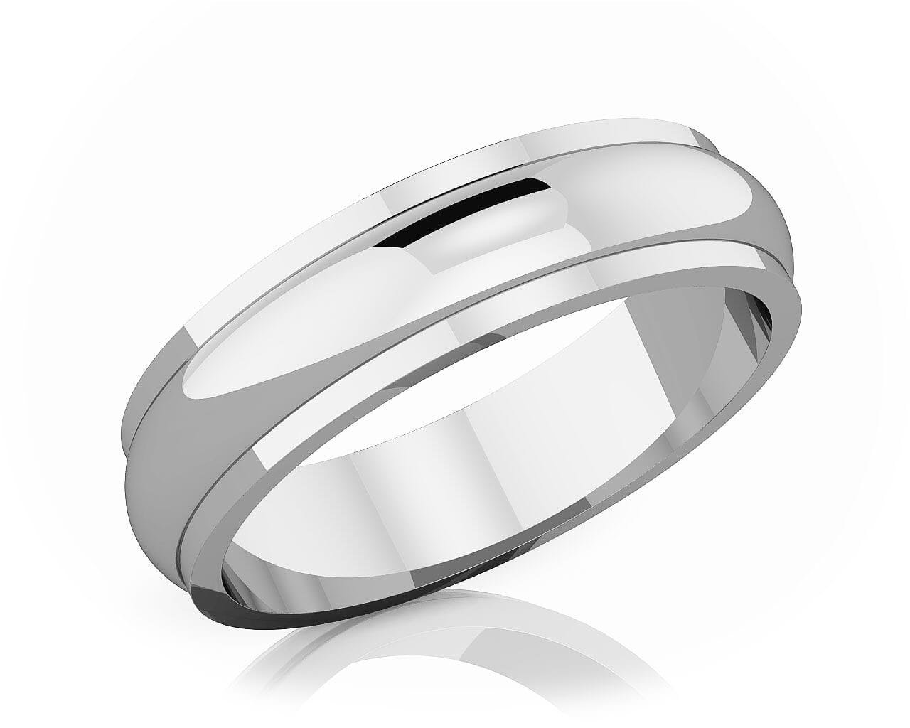 5 mm Half Rounded Edge Romantic Classic Platinum Wedding Band