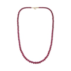 159.79 Ctw Natural Myanmar Ruby Necklace 21 inches with 18KT Gold Clasp