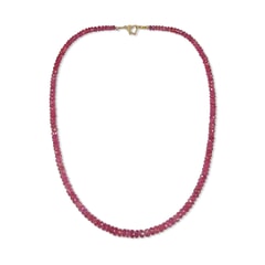 108.44 Ctw Natural Myanmar Ruby Necklace 17.5 inches with 18KT Gold Clasp