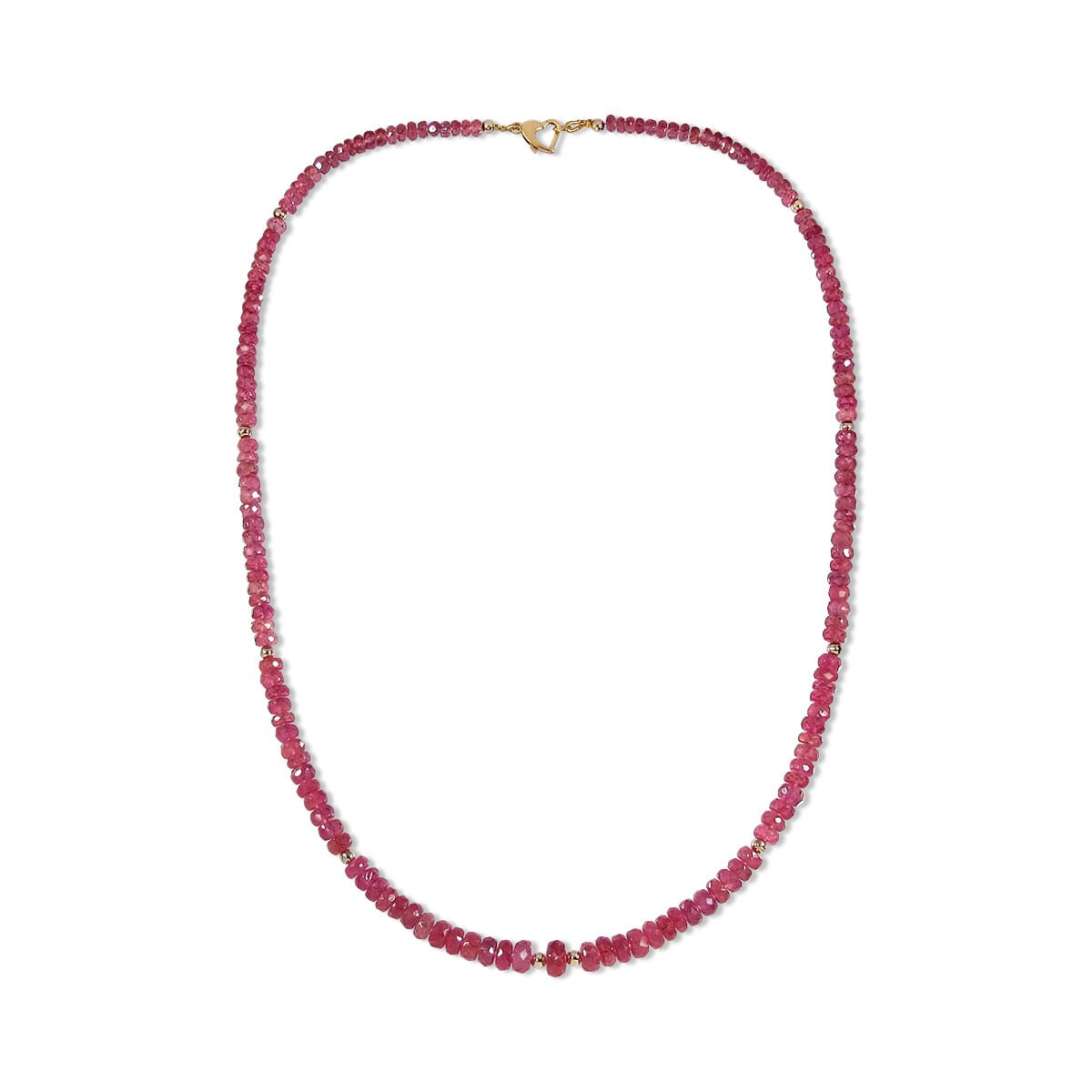 115.64 Ctw Natural Myanmar Ruby Necklace 19 inches with 18KT Gold Clasp