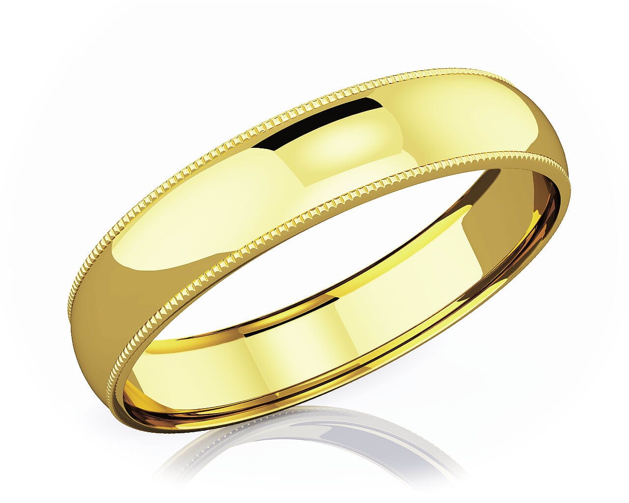 5 mm Milgrain Domed Romantic Classic 18K Gold Wedding Band