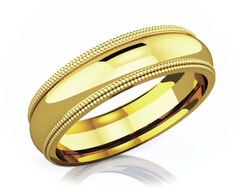 5 mm Double Milgrain Domed Romantic Classic 18K Gold Wedding Band