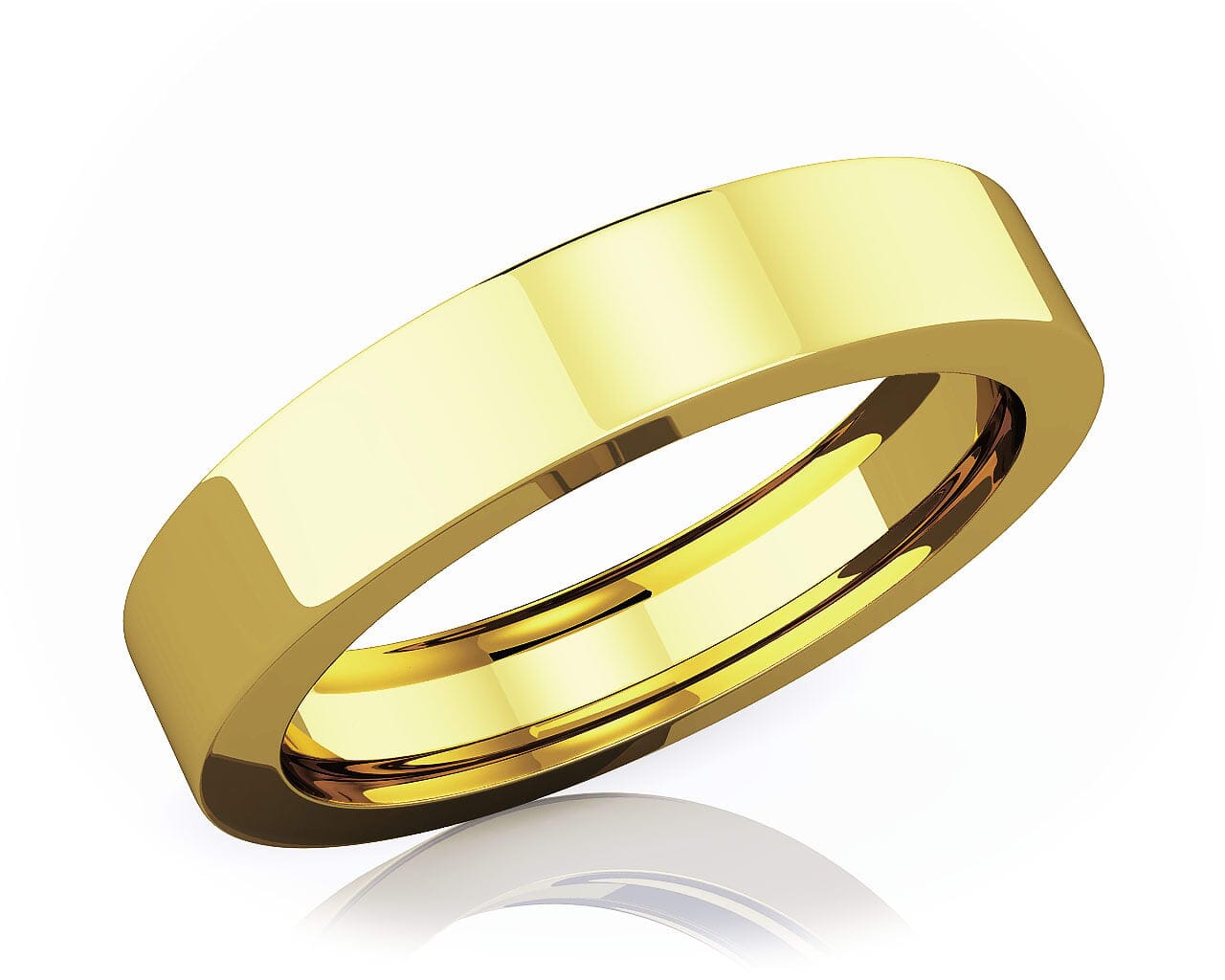 4 mm Flat Comfort Fit Classic 18K Gold Wedding Band