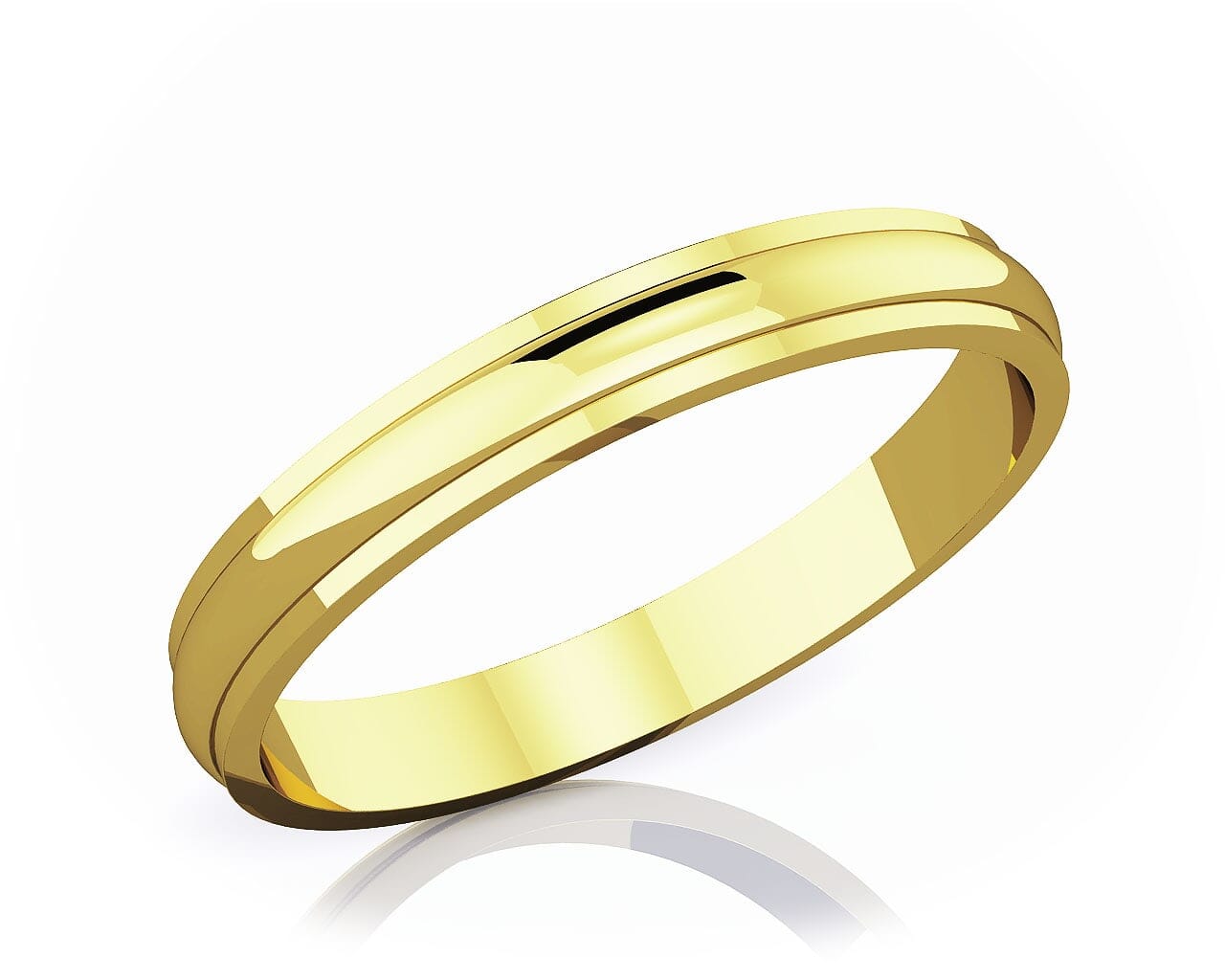 3 mm Half Rounded Edge Romantic Classic 18K Gold Wedding Band