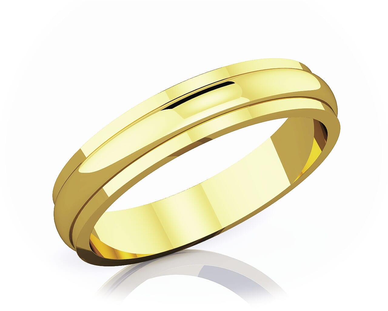 4 mm Half Rounded Edge Romantic Classic 18K Gold Wedding Band