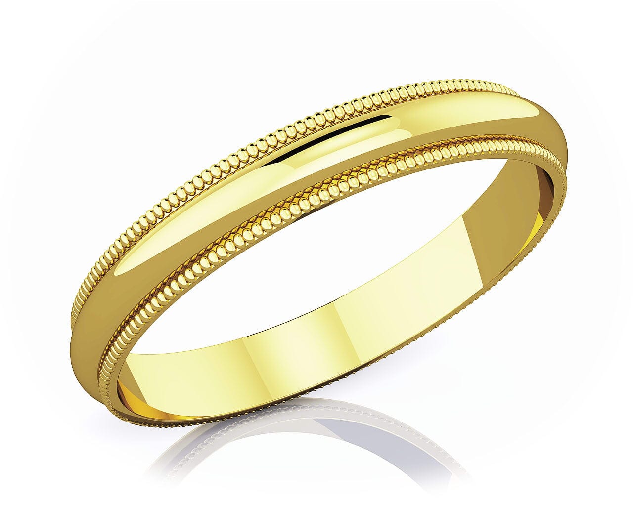 3 mm Milgrain Edge Romantic Classic 18K Gold Wedding Band