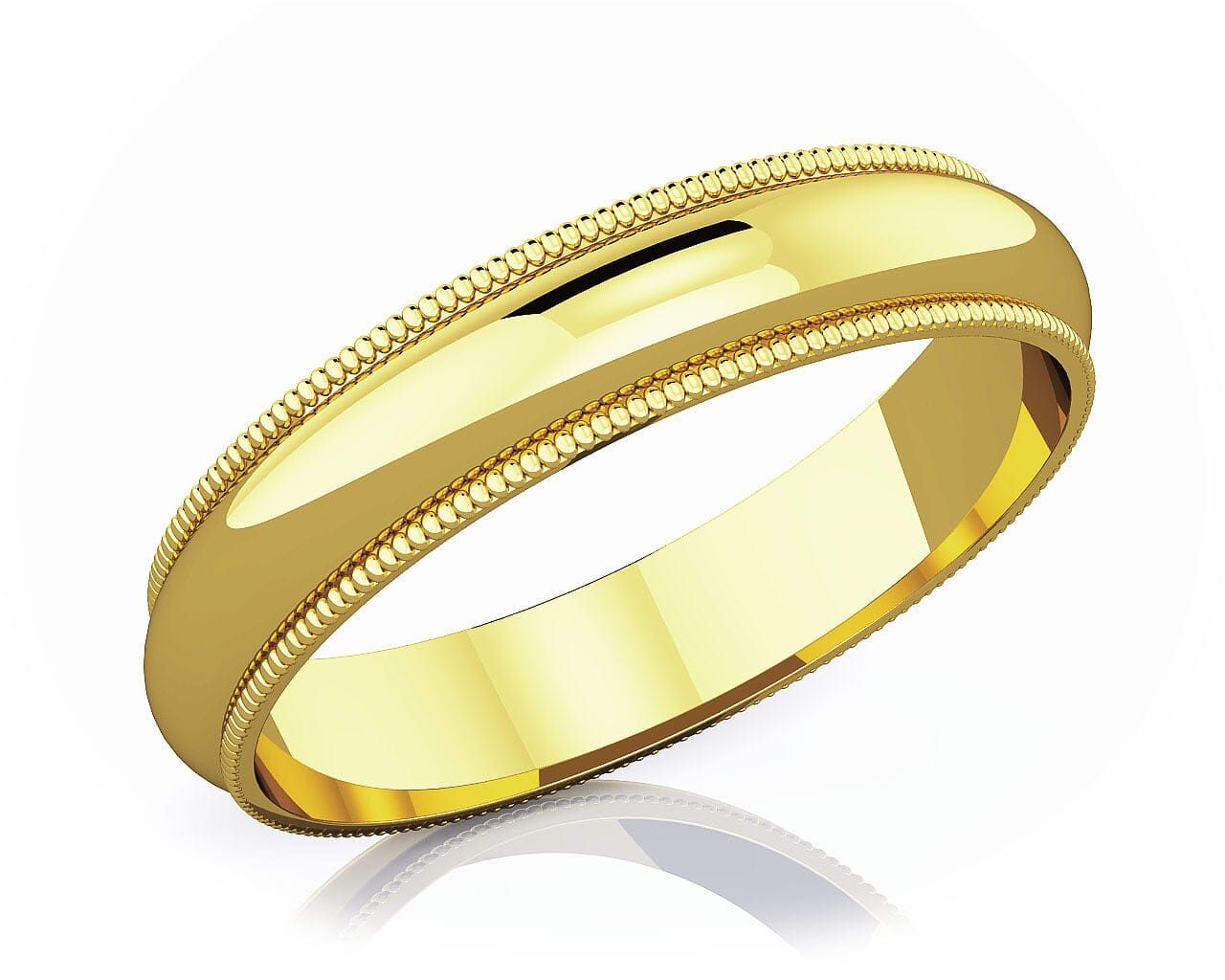 4 mm Milgrain Edge Romantic Classic 18K Gold Wedding Band