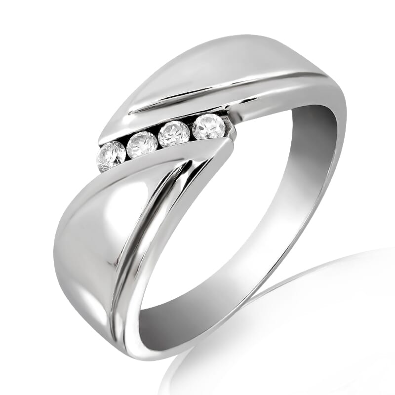 18K Gold and 0.12 Carat F Color VS Clarity Lady's Diamond Band