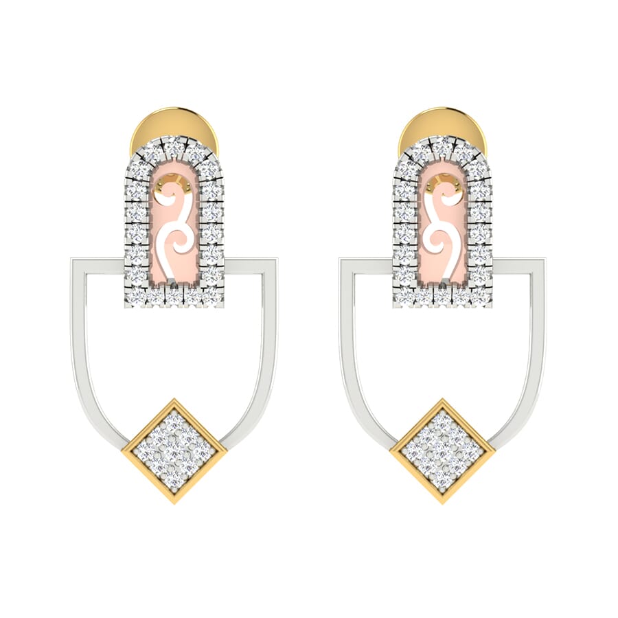 18KT Gold and 0.14 Carat Diamond Earrings
