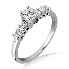 0.50 Carat D Color Engagement Ring with Side Diamonds with Certification