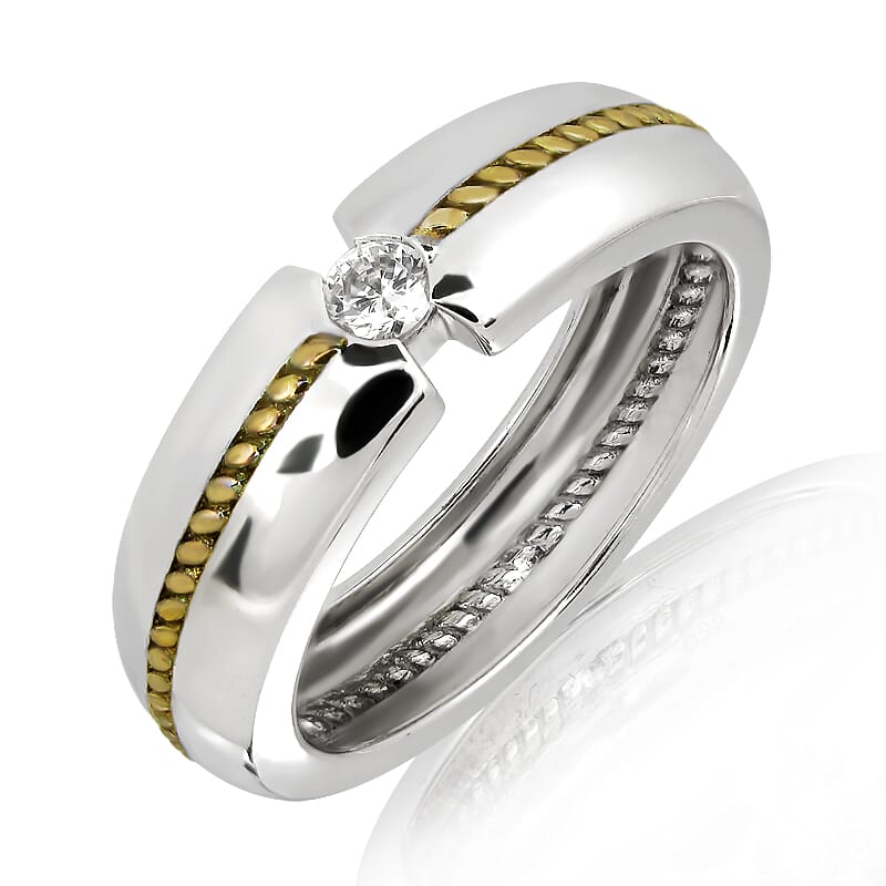 18K Gold and 0.10 Carat F Color VS Clarity Lady's Diamond Band