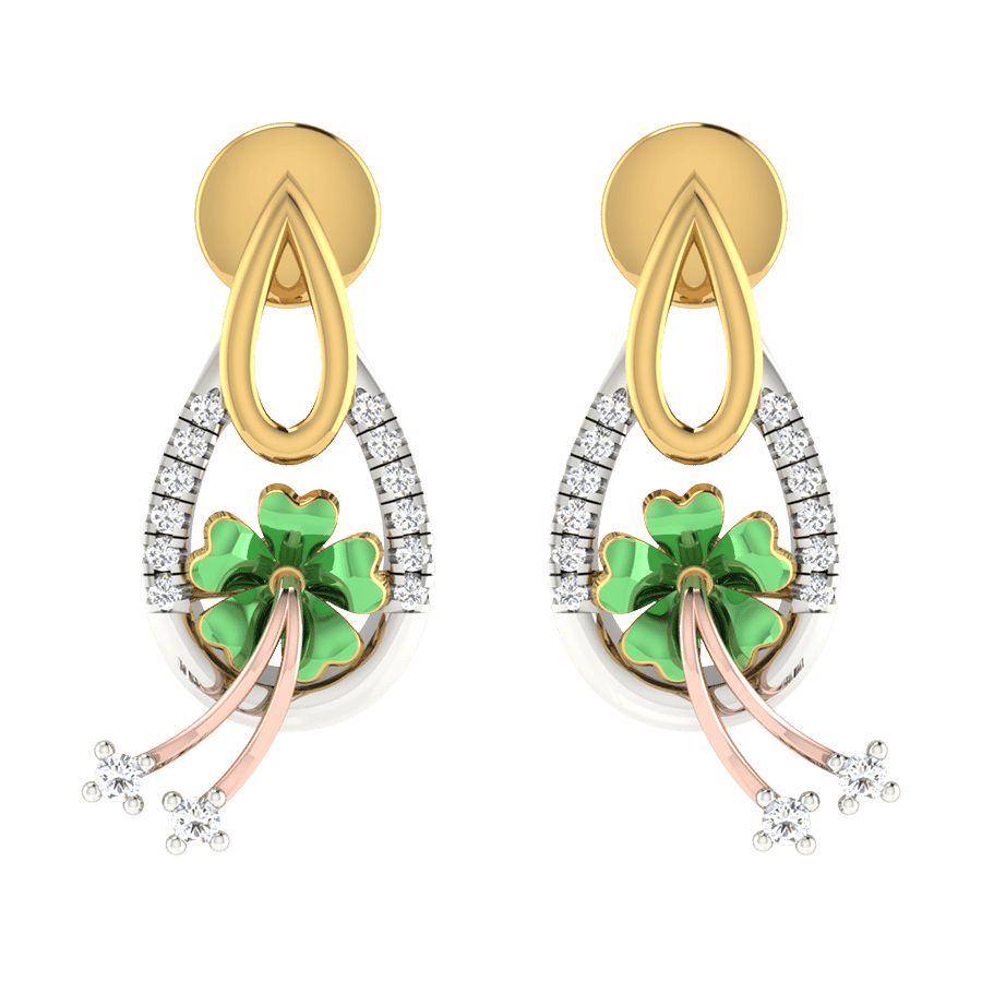 18KT Gold and 0.09 Carat Diamond Earrings