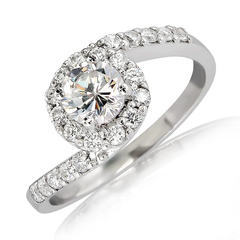 0.50 Carat D Color Engagement Ring with Side Diamonds with Certification