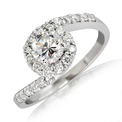 0.50 Carat D Color Engagement Ring with Side Diamonds with Certification