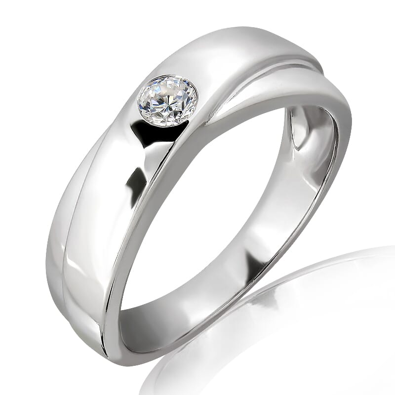 18K Gold and 0.15 Carat E Color VS Clarity Men's Diamond Band