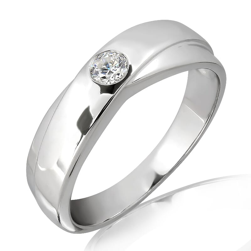 18K Gold and 0.15 Carat E Color VS Clarity Men's Diamond Band