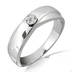 18K Gold and 0.15 Carat E Color VS Clarity Men's Diamond Band