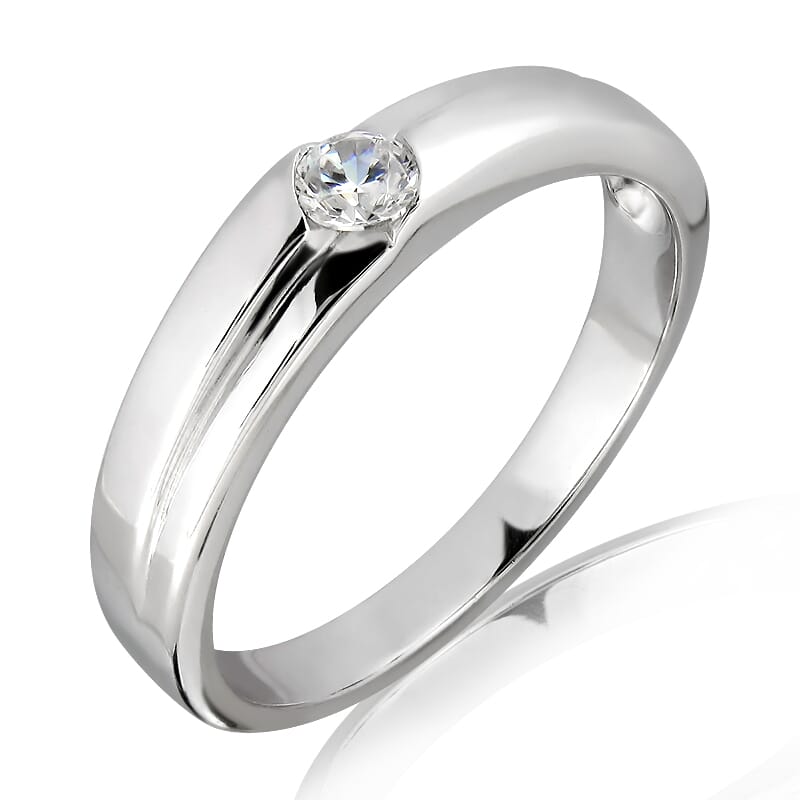 18K Gold and 0.10 Carat E Color VS Clarity Lady's Diamond Band