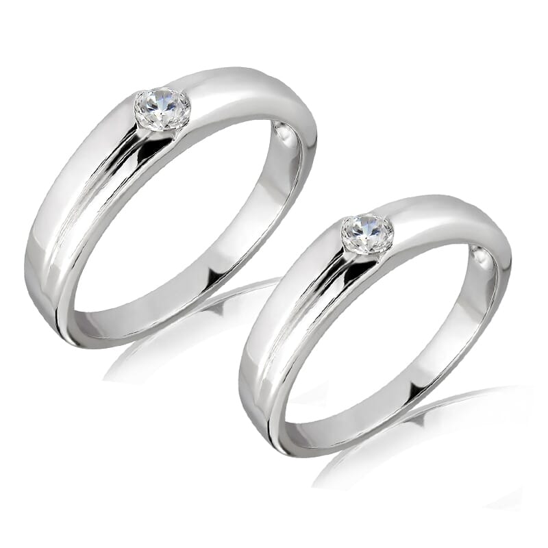 18K Gold and 0.25 Carat E Color and VS Clarity Diamond Couple Ring