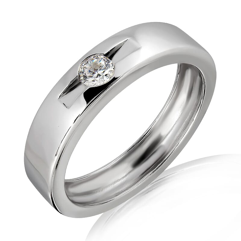 18K Gold and 0.15 Carat E Color VS Clarity Men's Diamond Band