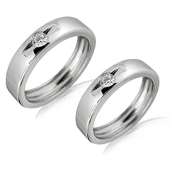 18K Gold and 0.25 Carat E Color and VS Clarity Diamond Couple Ring