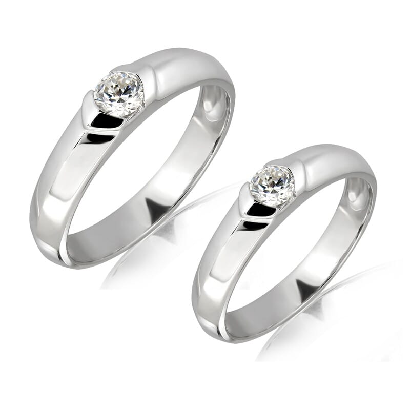 18K Gold and 0.25 Carat E Color VS Clarity Couple Ring