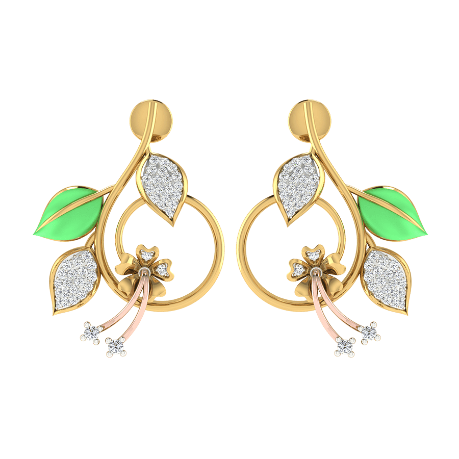 18KT Gold and 0.32 Carat Diamond Earrings