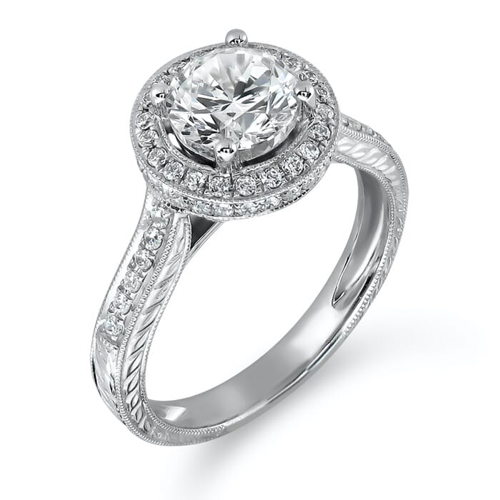 18KT Gold and 0.50 carat Halo Engagement Diamond Ring with Certificate