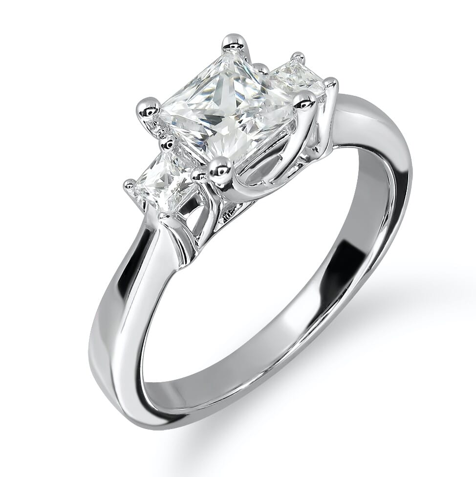 18KT Gold and 0.50 carat Three Stone Engagement Ring with Certificate