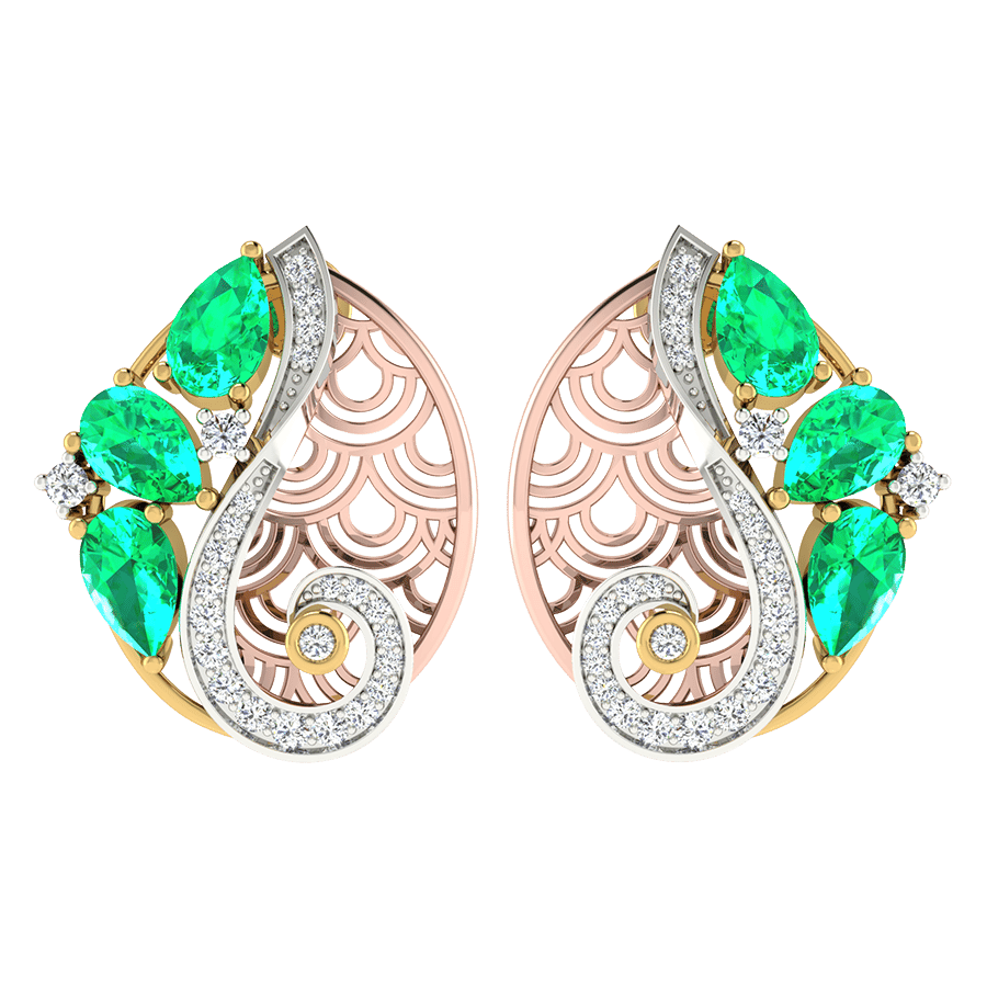 18KT Gold and 0.13 Carat Diamond Earrings