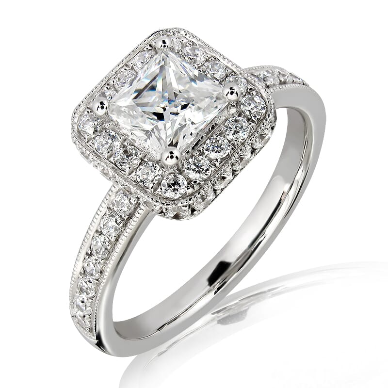 18KT Gold and 0.30 carat Halo Engagement Diamond Ring with Certificate 