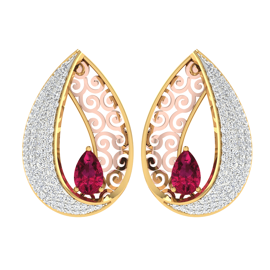 18KT Gold and 0.49 Carat Diamond Earrings