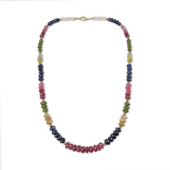 337.65 Ctw Natural Ceylon Fancy Sapphire Necklace 21 inches with 9KT Gold Clasp