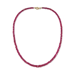 87.60 Ctw Natural Myanmar Jedi Red Spinel Necklace 17 inches with 9KT Gold Clasp