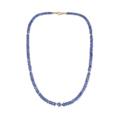 135.65 Ctw Natural Tanzanite Necklace 19.50 inches with 9KT Gold Clasp