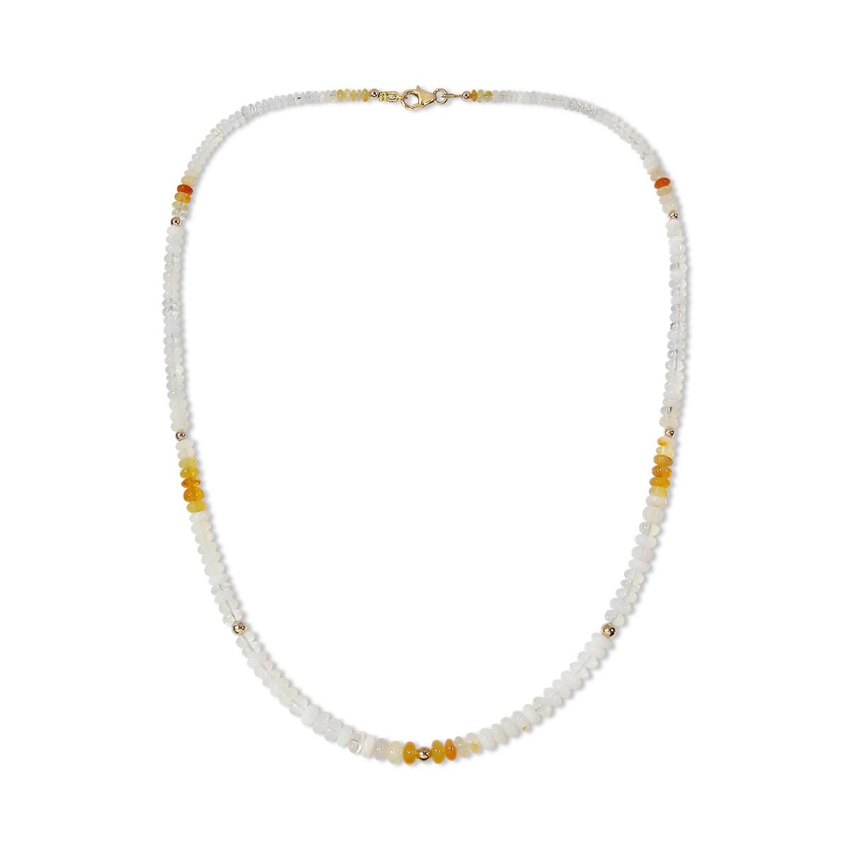 66.69 Ctw Natural Mexico Opal Necklace 20 inches with 9KT Gold Clasp