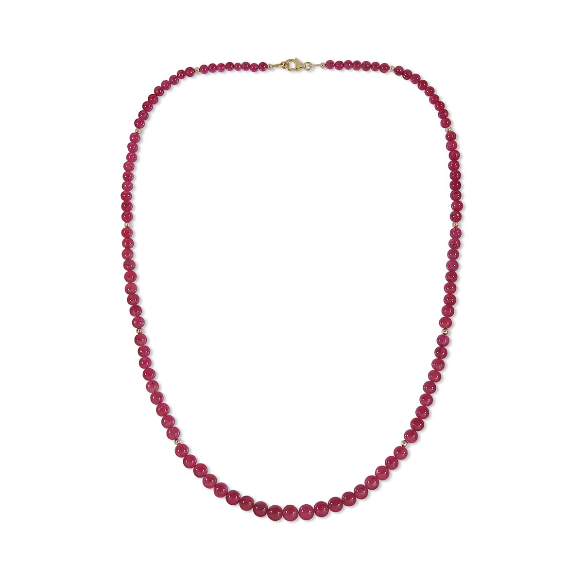 165.84 Ctw Natural Myanmar Ruby Necklace 23 inches with 9KT Gold Clasp